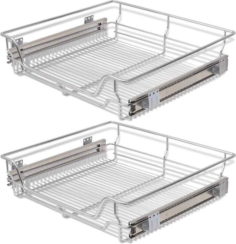 Einbauschublade Korbauszug 2 Stk. Silbern 600 mm - Vidaxl