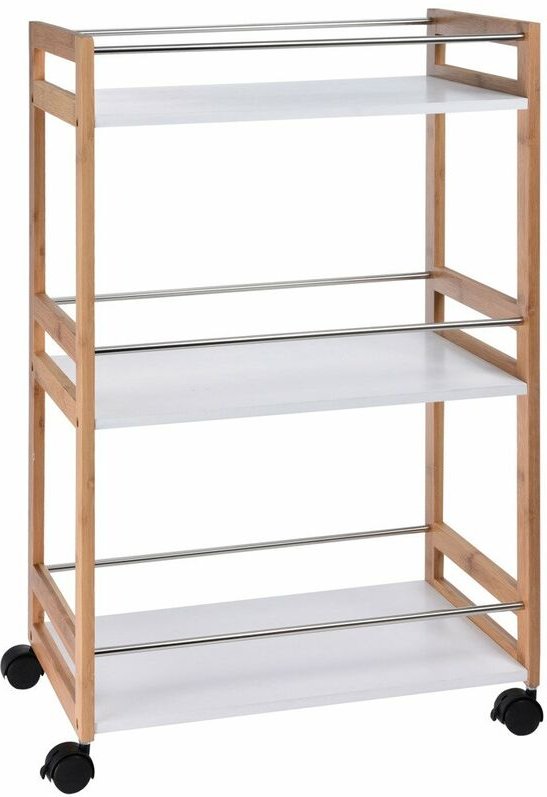 Excellent Houseware - bamboo Badwagen, Bücherregal - 3 Ebenen - eh