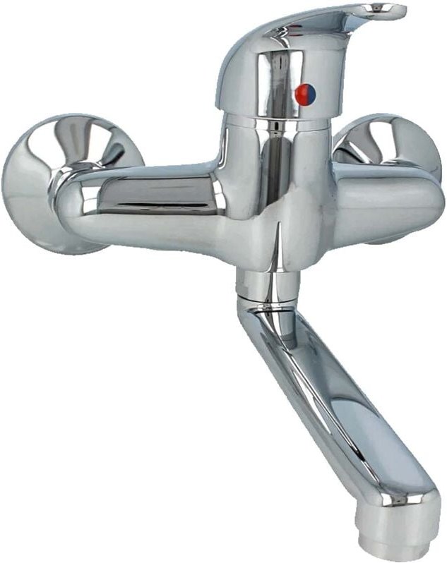 tecuro Einhebel Spültischarmatur Wandarmatur mit Auslauf 200 mm Küche/Keller