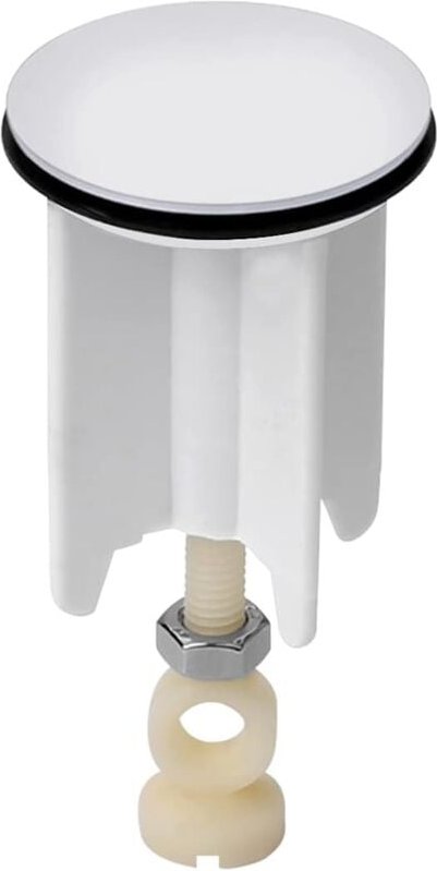 Universeller Ersatz-Ablaufstopfen für Küchen- und Badezimmerwaschbecken, höhenverstellbar, verchromtes Messing, weiß, 40...