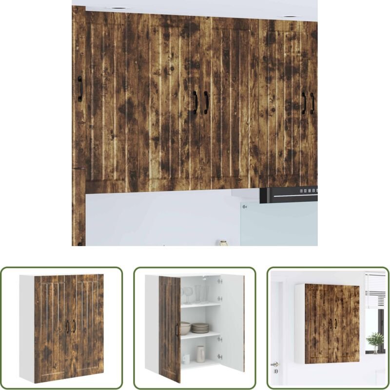 Küchenwandschrank - Küchenschrank Geräucherte Eiche 80 x 31 x 100 cm Holzwerkstoff