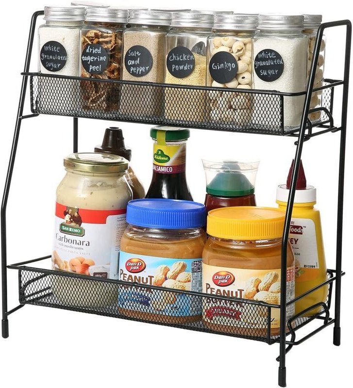 Gewürzregal für die Küche, Aufbewahrungsregal, Küchenorganizer, Gewürzaufbewahrung für die Arbeitsfläche, Vertikalregal ...