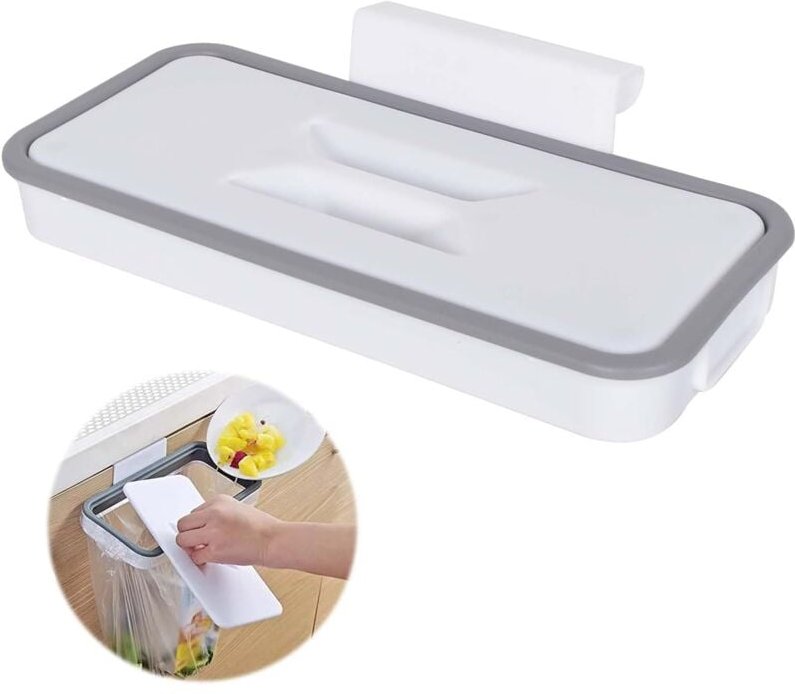 Hängender Müllsackhalter, Müllsackhalter, Mülleimerhalter für die Küche, Müllsack mit Deckel, zum Aufhängen von Müll, Kü...