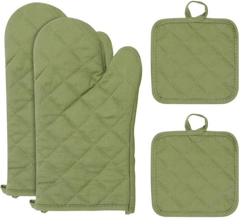 CCYKXA Ofenhandschuhe und Topflappen, hitzebeständige Ofenhandschuhe aus Baumwolle, rutschfeste Ofenhandschuhe, Ofenhand...