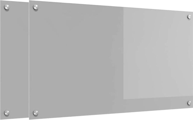 Küchenrückwand 2 pcs Hellgrau 90 x 50 cm Gehärtetes Glas vidaXL