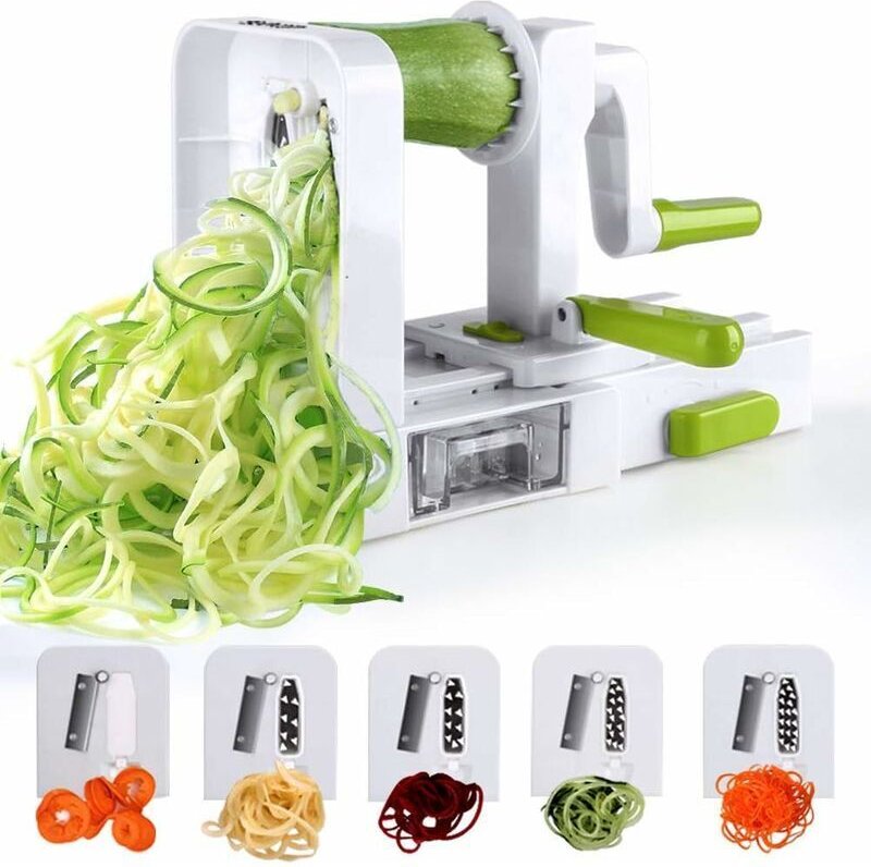Spiralschneider mit 4 Klingen, Spiralschneider, Gemüsespiralschneider, faltbarer Zucchini-Nudel-Veggie-Pasta-Spaghetti-M...