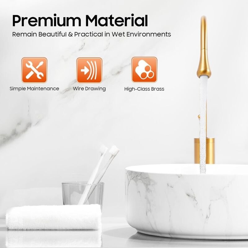 360 ° drehbarer Mischbatteriehahn aus Messing, moderner Single-Bar-Bad-Geschirrspülhahn, Multipurpose-Hochwertige Becken...