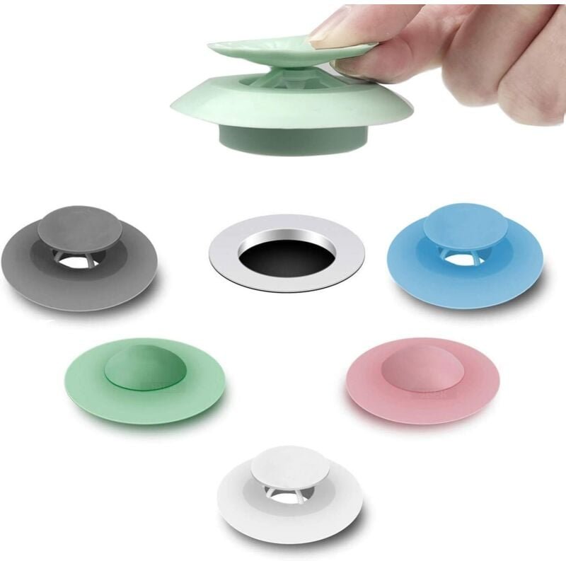 5er-Pack Duschabflussstopfen – Silikon-Badewannen-Waschbeckenstöpsel, Haarfalle, Haarfänger, Badewannen-Abflusssiebe, Sc...