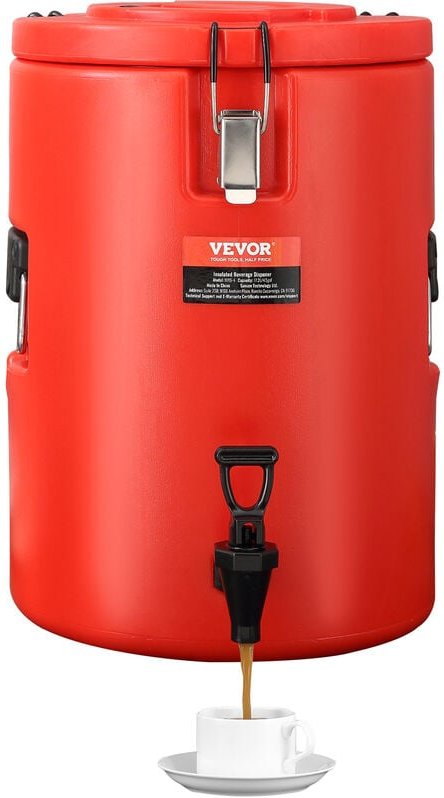 Vevor Heiß- und Kaltgetränkespender Getränkespender 6 l, Edelstahl Heiß- und Kaltwasserbrunnen Großer Getränkespender mi...