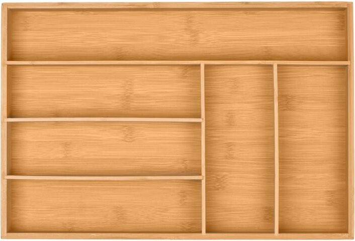 Relaxdays - Besteckkasten, 6 Fächer, Bambus, Schubladenkasten klein, Besteck & Küchenutensilien, hbt: 5x44,5x30 cm, natu...