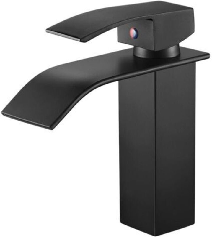 Schwarz Kupferkern Warm- und Kaltwasserhahn für Waschbecken, Badezimmerwaschbecken, Aufsatzwaschbecken für Toiletten, Wa...