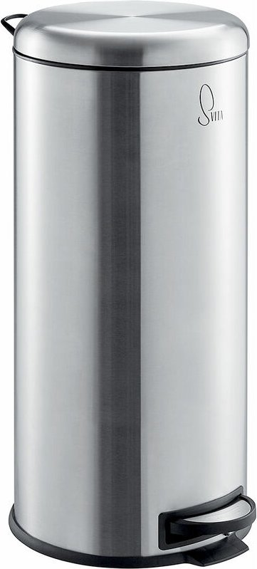 T30 Mülleimer 30Liter Edelstahl Treteimer Abfalleimer Mülltonne Silber - Svita