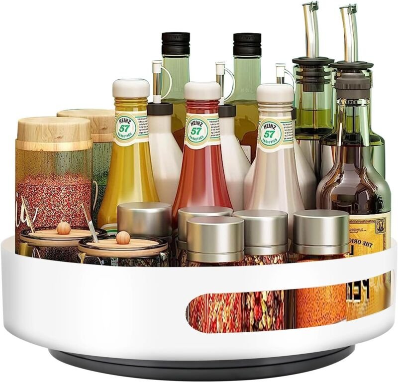Drehteller aus Stahl, Lazy Susan, Gewürzregal-Organizer, 360° drehbares Tablett für Küche, Bad, Schlafzimmer, leicht zu ...