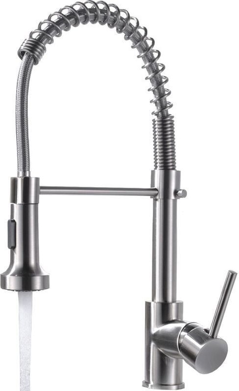 Thumbnail - Küchenmischbatterie aus gebürstetem Chrom mit 2-Strahl-Sprühstrahl