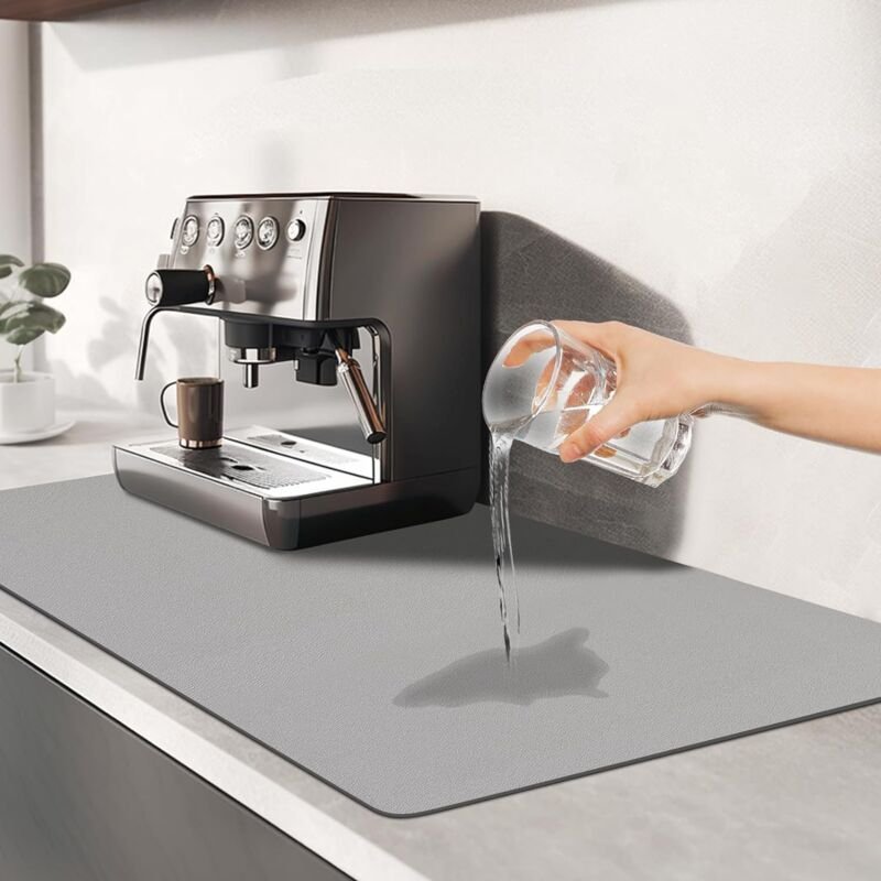 Saugfähige Geschirrabtropfmatte, 40 x 30 cm, super saugfähige Abtropfmatte, selbsttrocknend, rutschfest, Abtropfmatte fü...