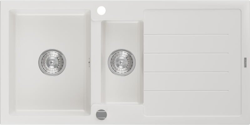 Andres 1,5-Becken-Granitspüle mit Abtropffläche 1000 x 500 mm, Weiß - 6515101510-20 - Mexen