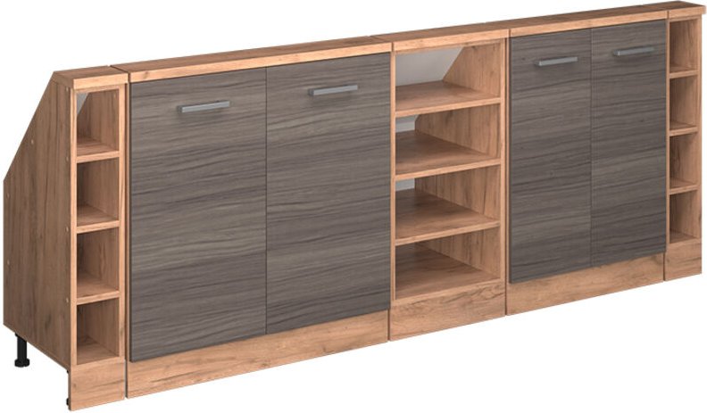 Dachschrägenschrank-Set Rion, Edelgrau/Goldkraft Eiche, 5er Set, Vicco