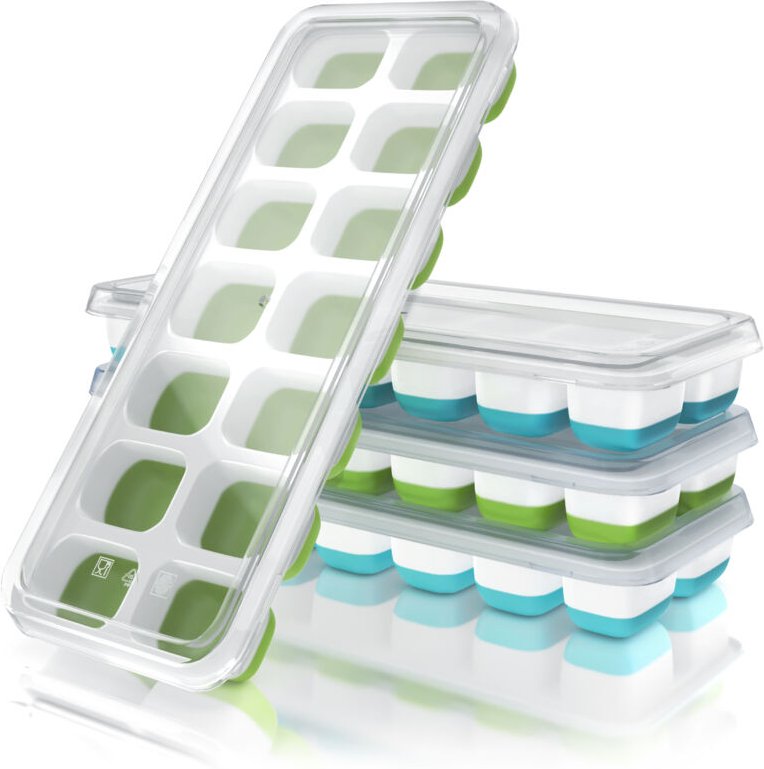 Arendo - Eiswürfelformen 250ml - 14 Eiswürfel Fächer - 4er Set Eiswürfelbereiter mit Deckel - spülmaschinengeeignet - st...