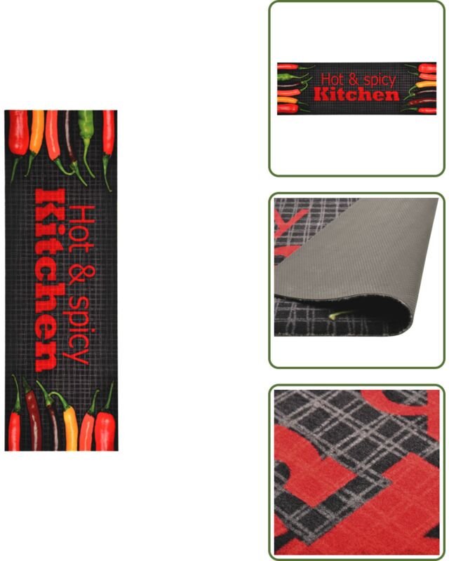 Küchenbodenmatte Waschbar Hot&Spicy 45x150 cm - Teppich - Küchenbodenmatte - Samt - Rutschfest - Maschinenwäsche