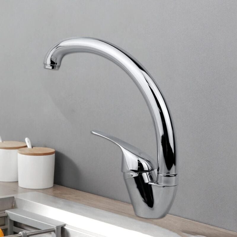 Einhebel-Küchen- und Waschtischarmatur mit seitlichem Hebel, 360° schwenkbar, für Warm- und Kaltwasser