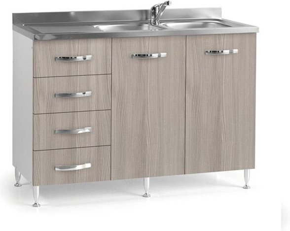 Webmarketpoint - Ulme Küchenspüle 2 Türen mit linken Schubladen cm 120x50xH 85