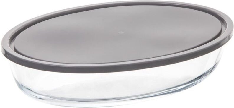 Secret De Gourmet - Großer ovaler Lebensmittelbehälter aus Glas und Kunststoff oval glasform 30 x 21 cm