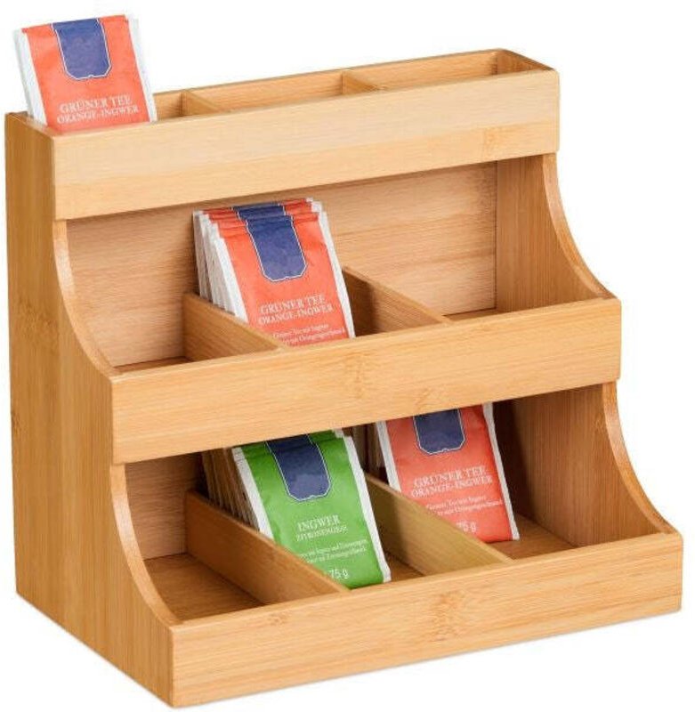 Tee organizer mit 9 fachern aus bambus
