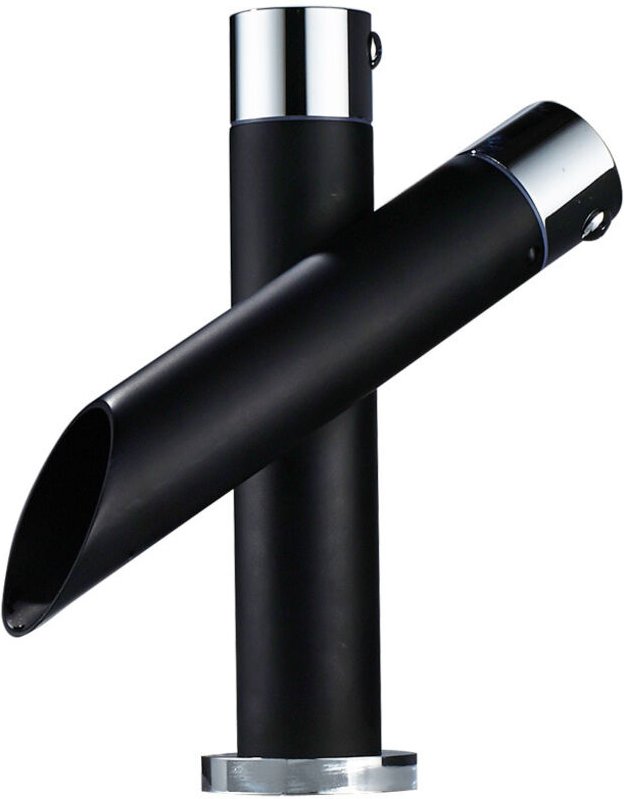 Ahlsen Kreativer schwarzer Wasserhahn für Badezimmer, Waschbecken-Wasserhahn, Vollkupfer-Badezimmer-Wasserhahn, heißes u...