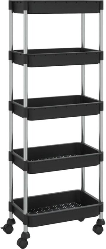 Küchenwagen 5 Etagen Schwarz 42x29x128 cm Eisen und abs Vidaxl