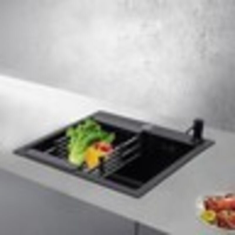 Spülbecken Schwarz Granit 40×45cm Spüle Schwarz Küchenspüle Rechteckig Einbauspüle Granit, Waschbecken Küche, Spülbecken...