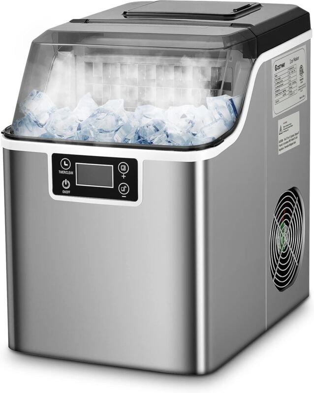 GOPLUS Eiswürfelmaschine, Eiswürfelbereiter, Ice Maker, Produktionszeit 15-20 min, 18 kg/24 h, Timer bis 24 h, 3,2 L Was...