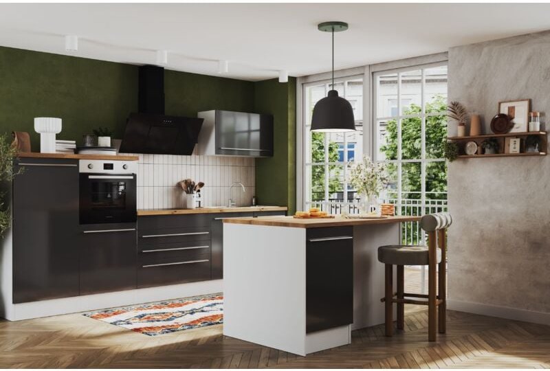 Küche Inselküche Küchenzeile Grau Gabriel 320 cm Respekta