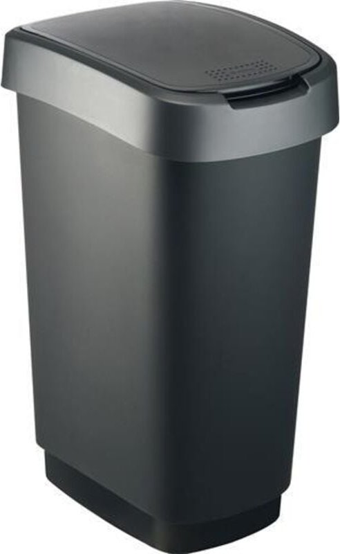 Swingeimer Twist 50 l schwarz silber Mülleimer & Abfallbeutel - Rotho
