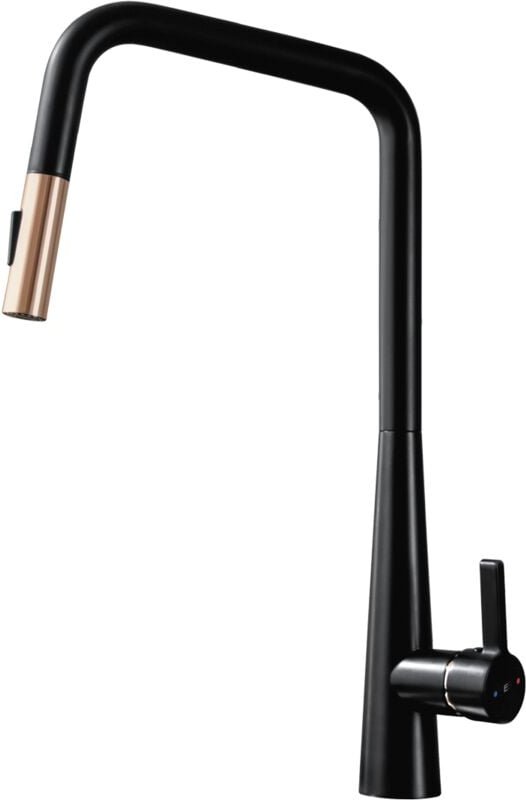 Essebagno - Style Spültischmischer mit Handbrause Mattschwarz und Roségold