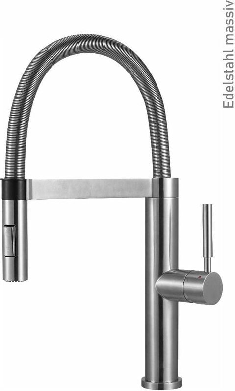 Victory Einhebelmischer GT2086 mit Brauseschlauch mit Metallfeder - Edelstahl matt gebürstet, Hochdruck