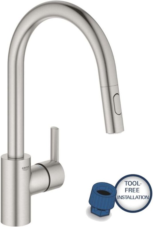 Feel - Spültischarmatur mit ausziehbarer Brause, Supersteel 31486DC1 - Grohe