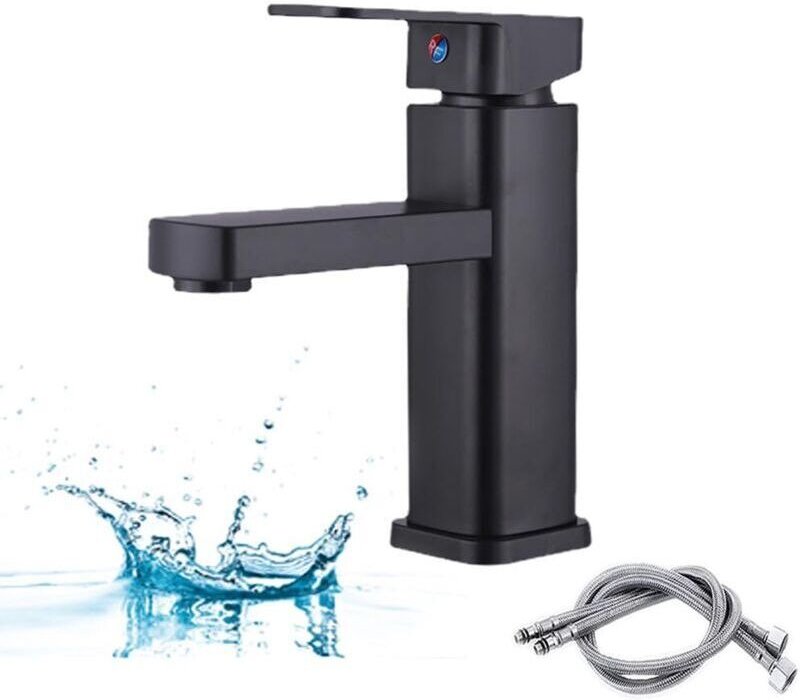 Schwarze Waschtischarmaturen, Badarmaturen, schwarze quadratische Waschtischarmaturen, Spültischarmaturen mit Warm- und ...