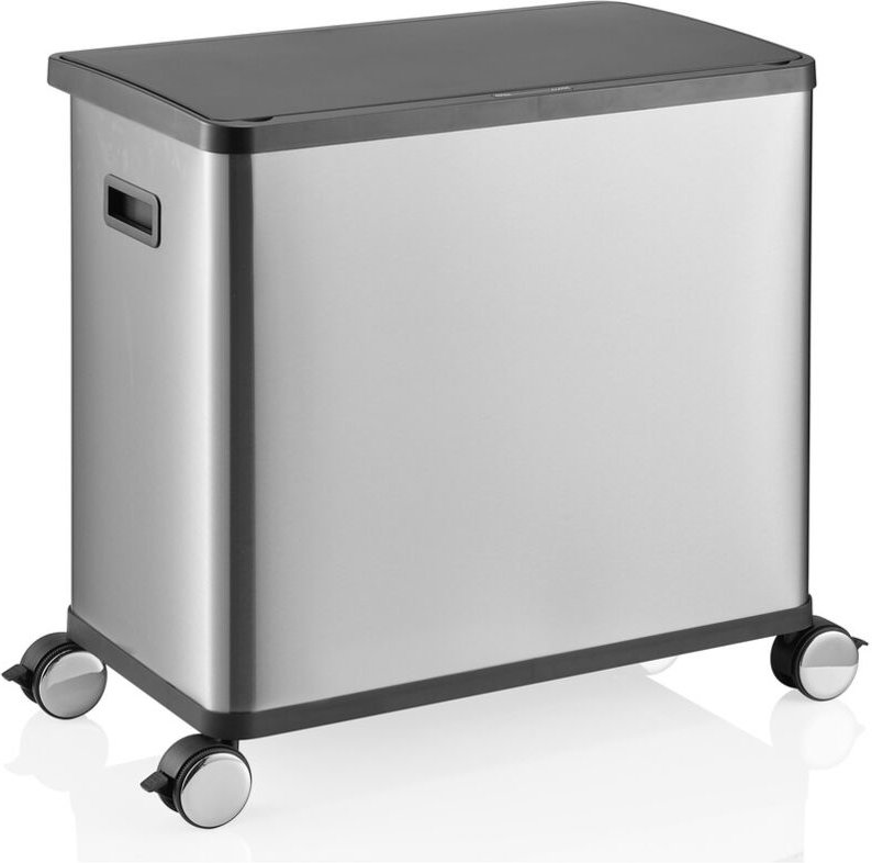 Sensormülleimer / Mülltrennsystem Clean Mobile 2 Fächer 48L (2x24L) inkl. Rollen Edelstahl silber hjh OFFICE