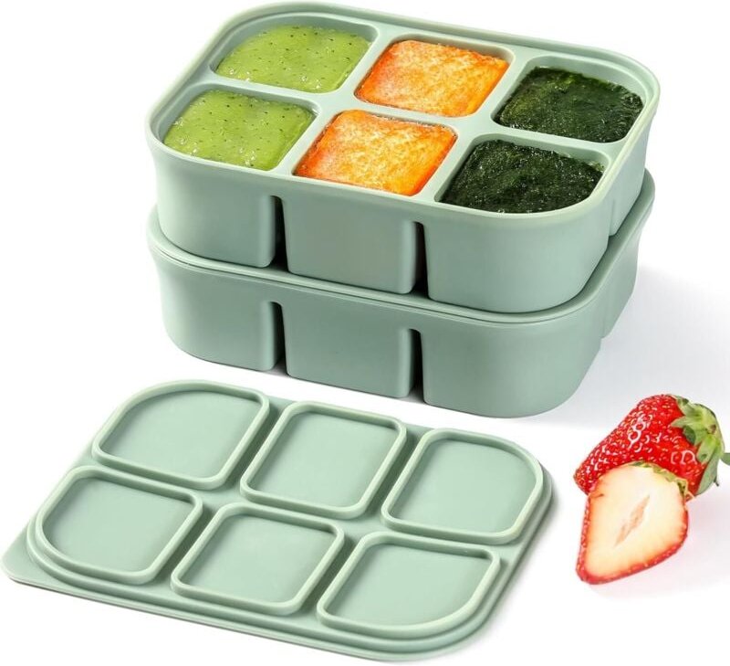 Eiswürfelform, 2er-Pack – stapelbar, groß, Silikon, leicht zu lösen, quadratisch, mit abnehmbarem Deckel, BPA-frei, für ...