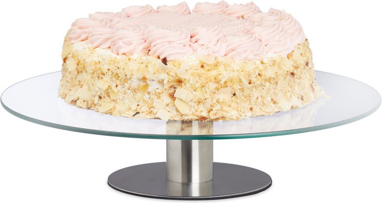 Thumbnail - Relaxdays - Tortenplatte drehbar, Standfuß, Kuchenplatte zum Dekorieren, Torten Drehteller für Kuchen, ø 30cm, transpare...