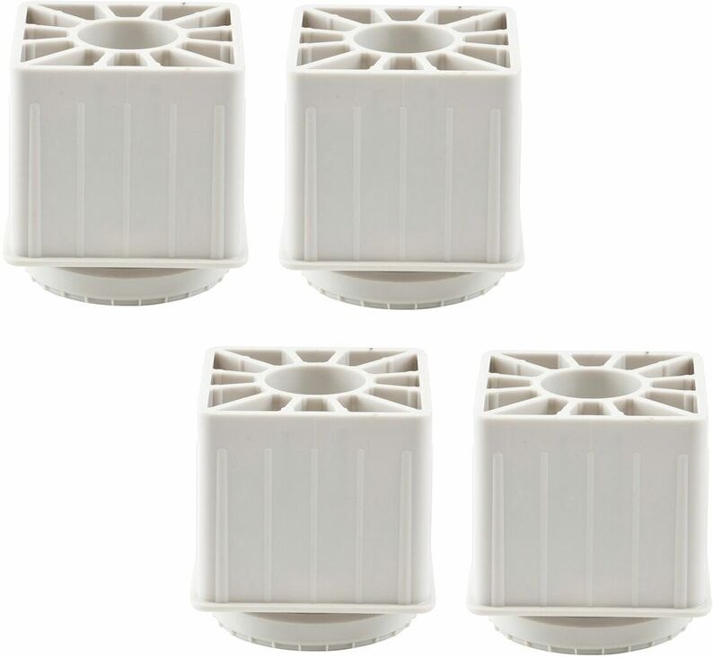 Camar Stellfuß für Tischbeine, höhenverstellbar Verstellteller 60x60mm, Kunststoff lichtgrau 4 Stück