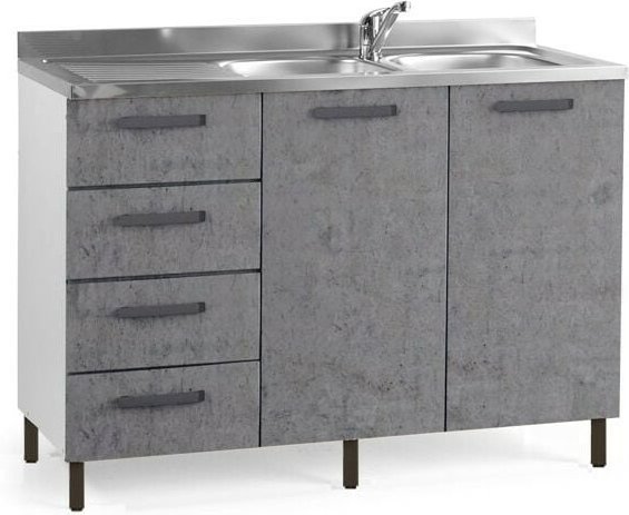 Webmarketpoint - Beton graue Küchenspüle 2 Türen m - ca. sx cm 120x50xH 85