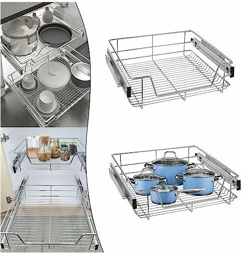 Teleskopschublade Küchen Organizer Schrankauszug Küchenschublade, Küchenschrank Regal Einsatz Schlafzimmerschublade Schr...