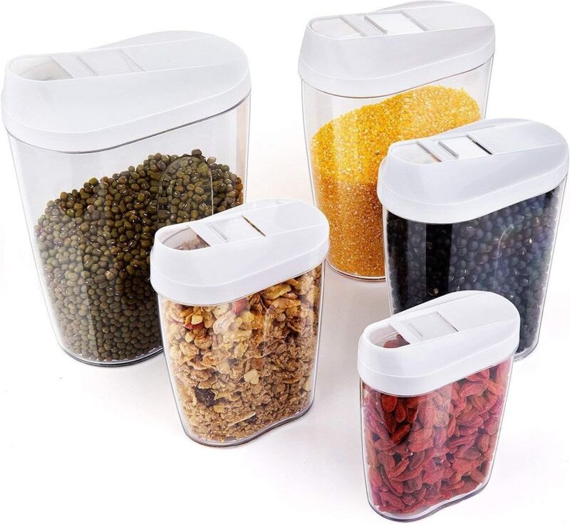 Sollbry - Müsli-Aufbewahrungsboxen, Küchenlebensmittel-Müsliboxen, luftdichte Lebensmittelaufbewahrung, 5 Stück