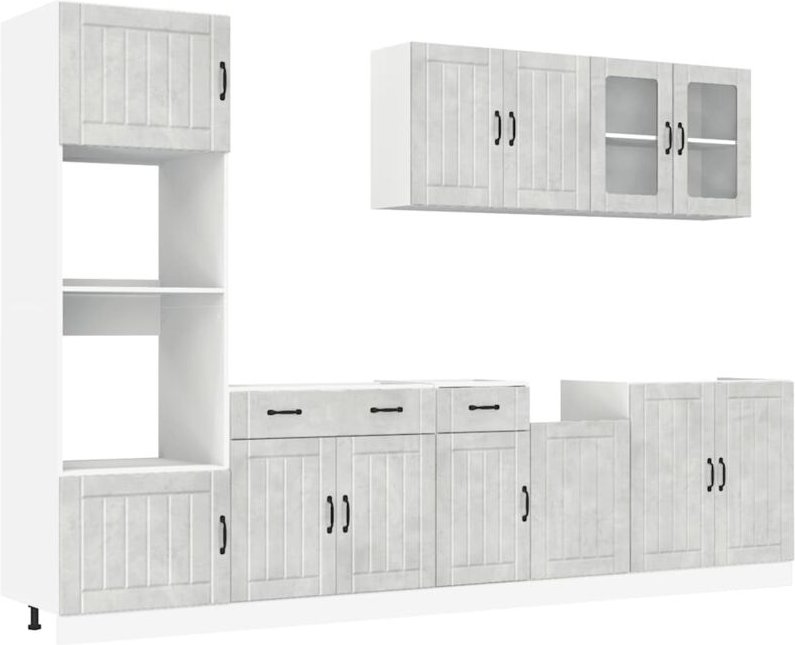 7-tlg. Küchenschrank-Set Lucca Betongrau Holzwerkstoff Vidaxl