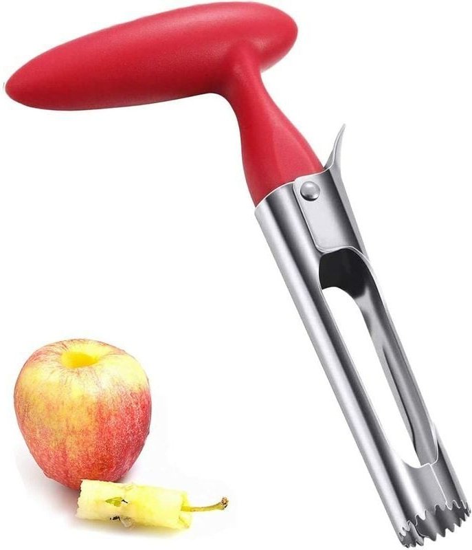 Apfelentkerner, Apfelentkerner oder Birnenentkerner aus Edelstahl, Apfelentkerner mit ABS-Griff und gezackter Edelstahlk...