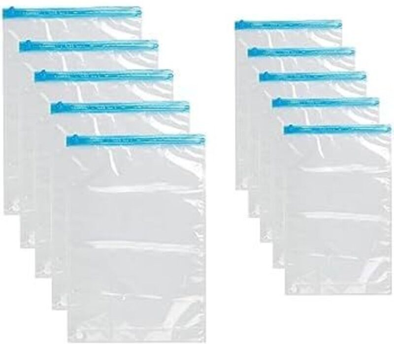 Vakuum-Staufbeutel Set 10-teilig, platzsparend für Reise, Wiederverwendbar & Langlebig, 5x (60x40cm) + 5x (50x35cm), ohn...