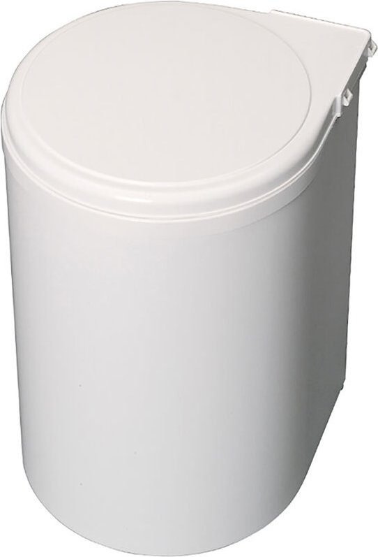 3M - Emuca Türbefestiger Behälter Recycle, 1 ausziehbarer Recycling-Behälter, 13 Liter, Kunststoff, Weiss