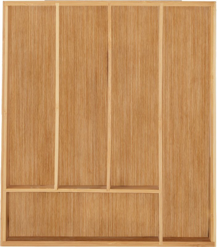 Relaxdays - 2 x Besteckkasten, 5 Fächer, Bambus, Schubladenkasten klein, für Besteck & Küchenutensilien, hbt 5x30x34 cm,...