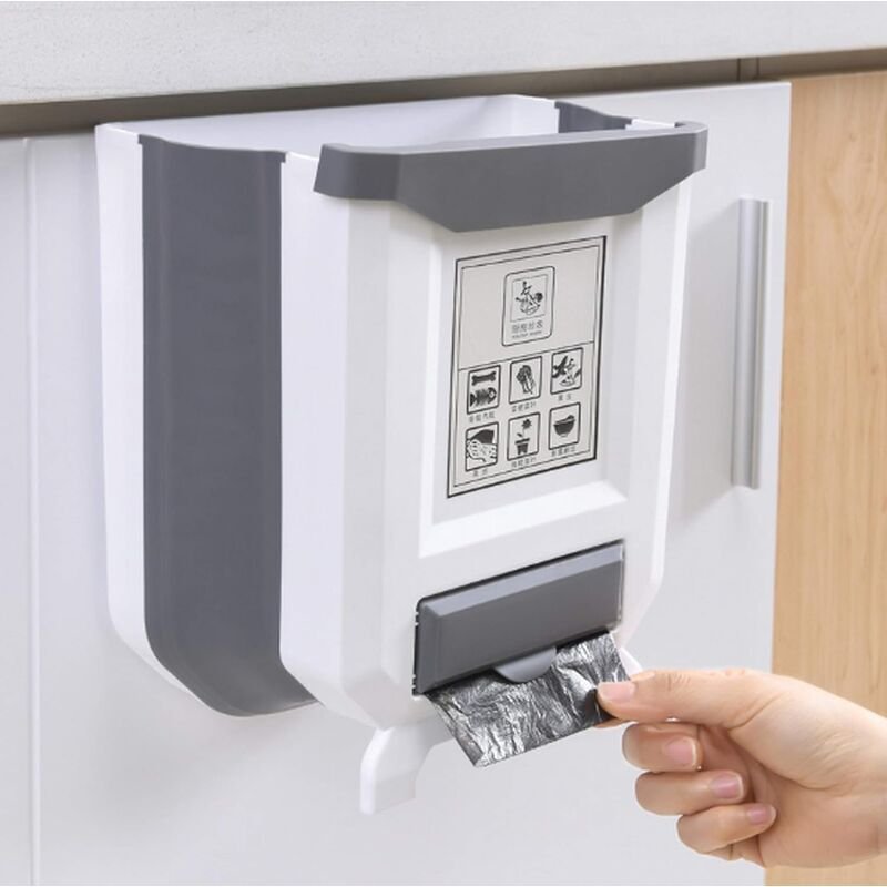 Faltbarer Küchen-Mülleimer, wandmontierter Behälter-Mülleimer, für Zuhause, Büro, Küche, Badezimmer, Schlafsaal, Auto-Mü...
